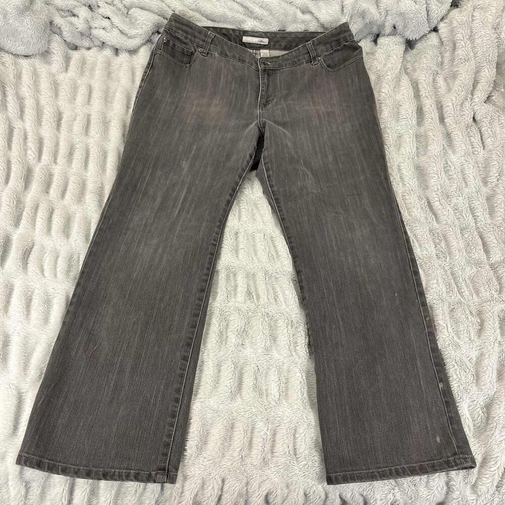 Chico's Platinum Jeans Women 2.5 Short Bootcut Mid Rise Stretch Gray Denim